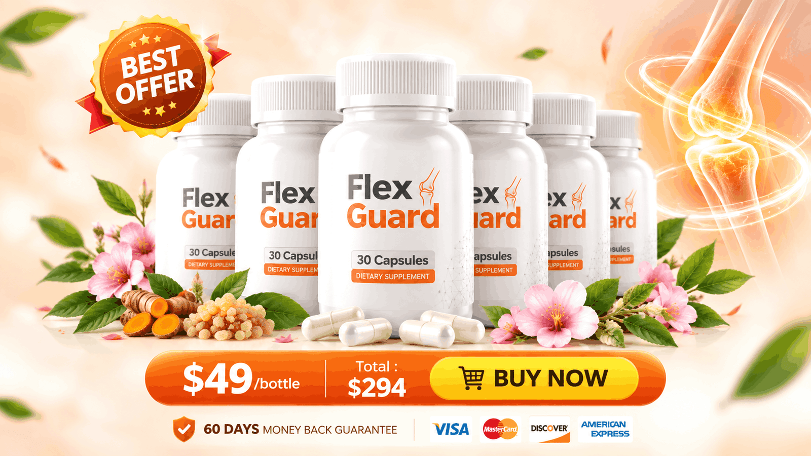 FlexGuard 6 bottle pack, best offer, $49 per bottle